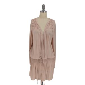 30161 Ramy Brook Smock Blouson Dress Cream size XSmall bohemian resortwear